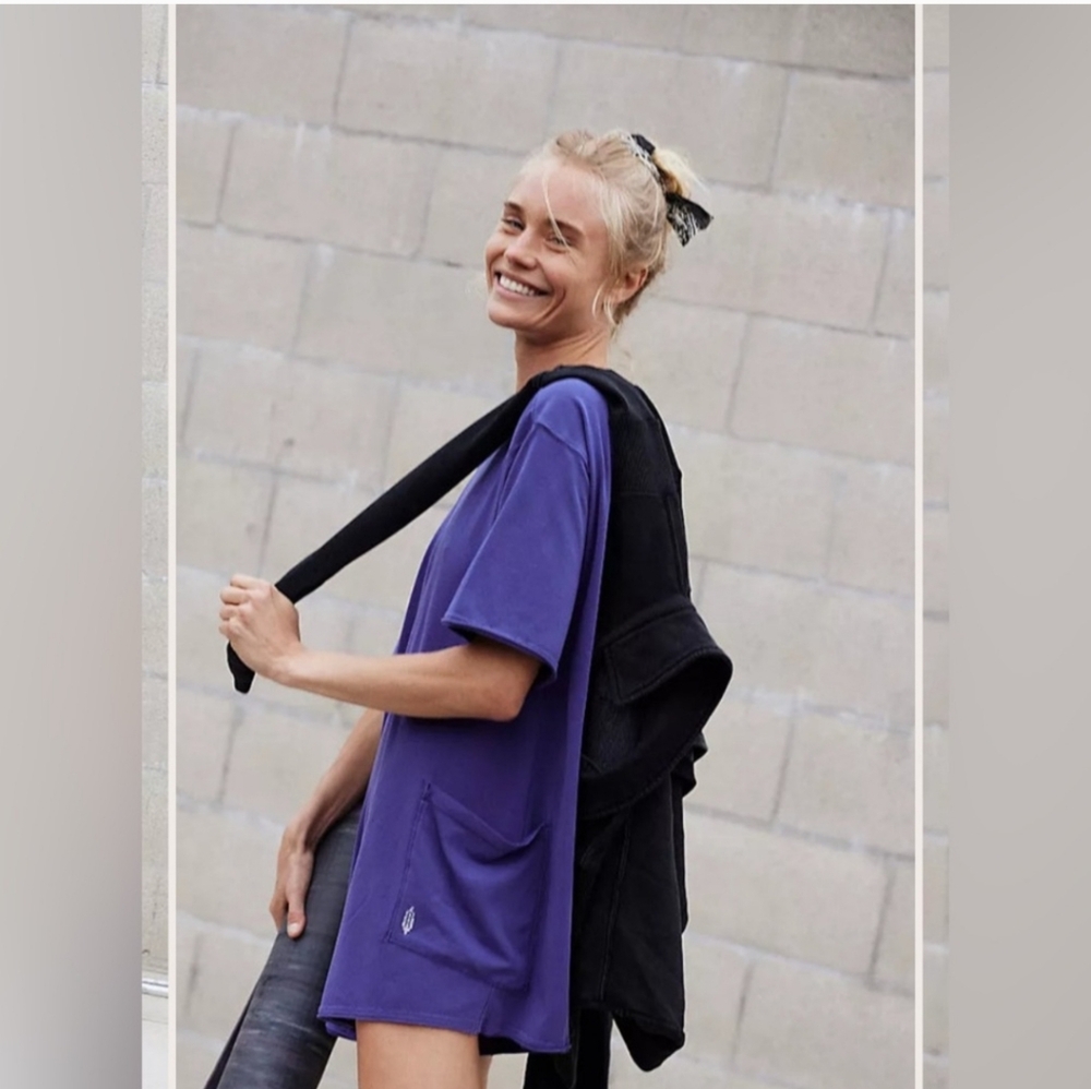 Free People Movement Hot Shot Tee Romper In Dark Amythist